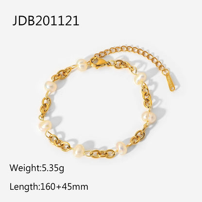 18K Gold Chic Pearl Chain Bracelet