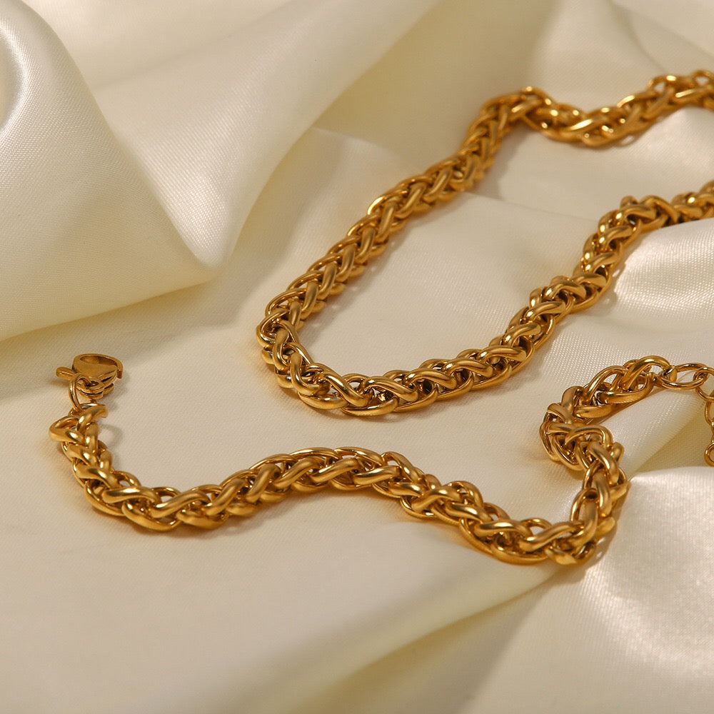 18K Gold Braided Chain Bracelet