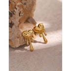 18K Gold Melting Heart Statement Stud Earrings