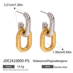 18K Gold and Silver Two Tone Knockout Hoop Dangle Earrings