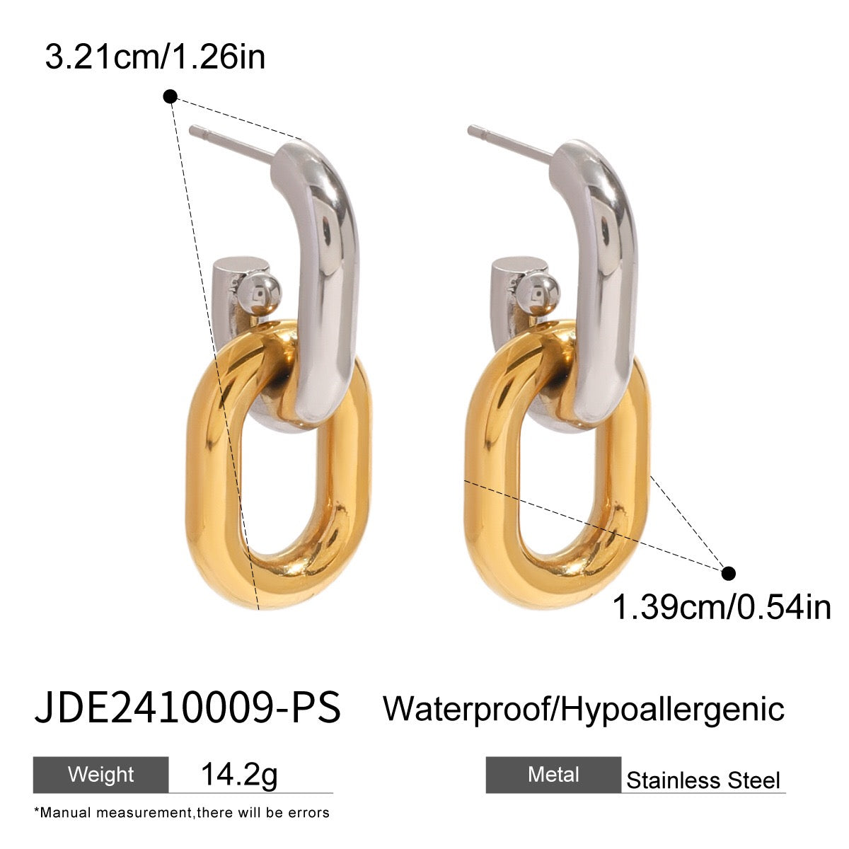 18K Gold and Silver Two Tone Knockout Hoop Dangle Earrings