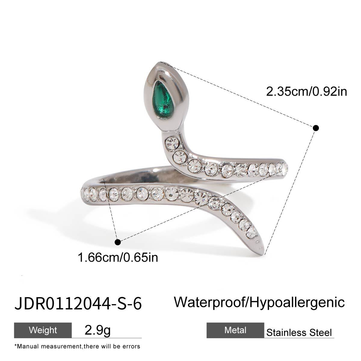 18K Gold Femme Fatale Emerald Pave Snake Ring