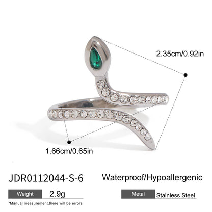 18K Gold Femme Fatale Emerald Pave Snake Ring