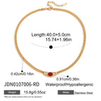 18K Gold Empire Gemstone Cuban Link Chain Statement Necklace