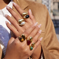 18K Gold Modern Royalty Gemstone Pearl Statement Ring