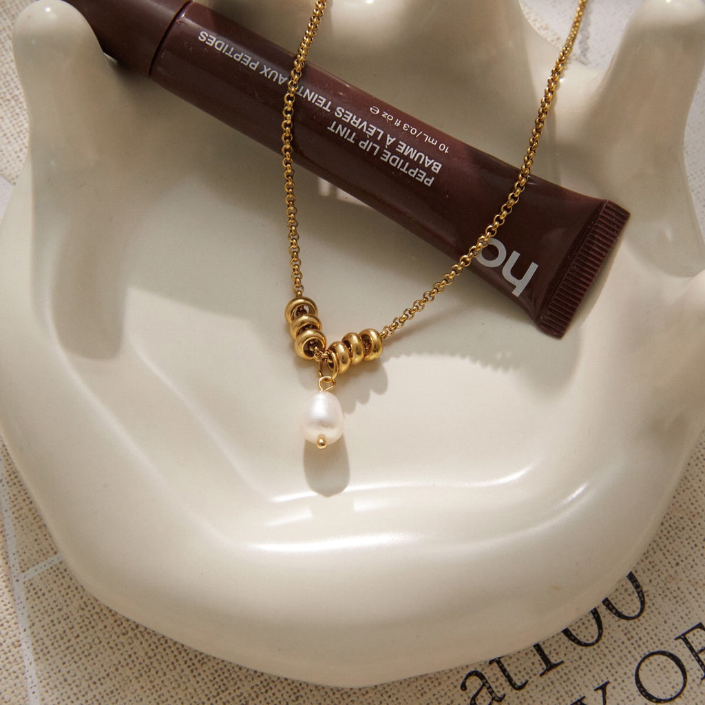 18K Gold Pearl Talk Simple Dainty Pendant Necklace