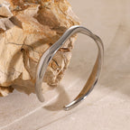 18K Gold Surf Statement Wave Cuff Bangle Bracelet