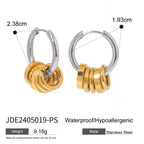 18K Gold and Silver Two Tone Sweet Motion Dangle Hoop Earrings