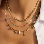 18K Gold Confetti Petal Link Flower Chain Necklace Jewelry Set