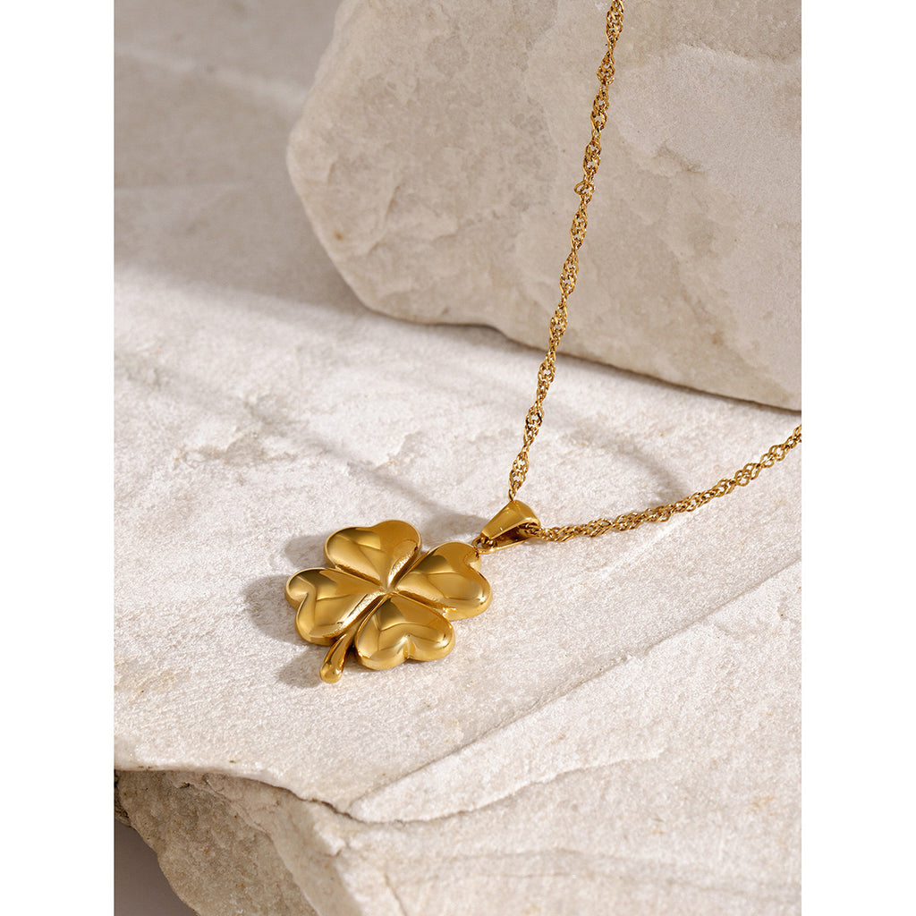18K Gold Four Leaf Clover Necklace