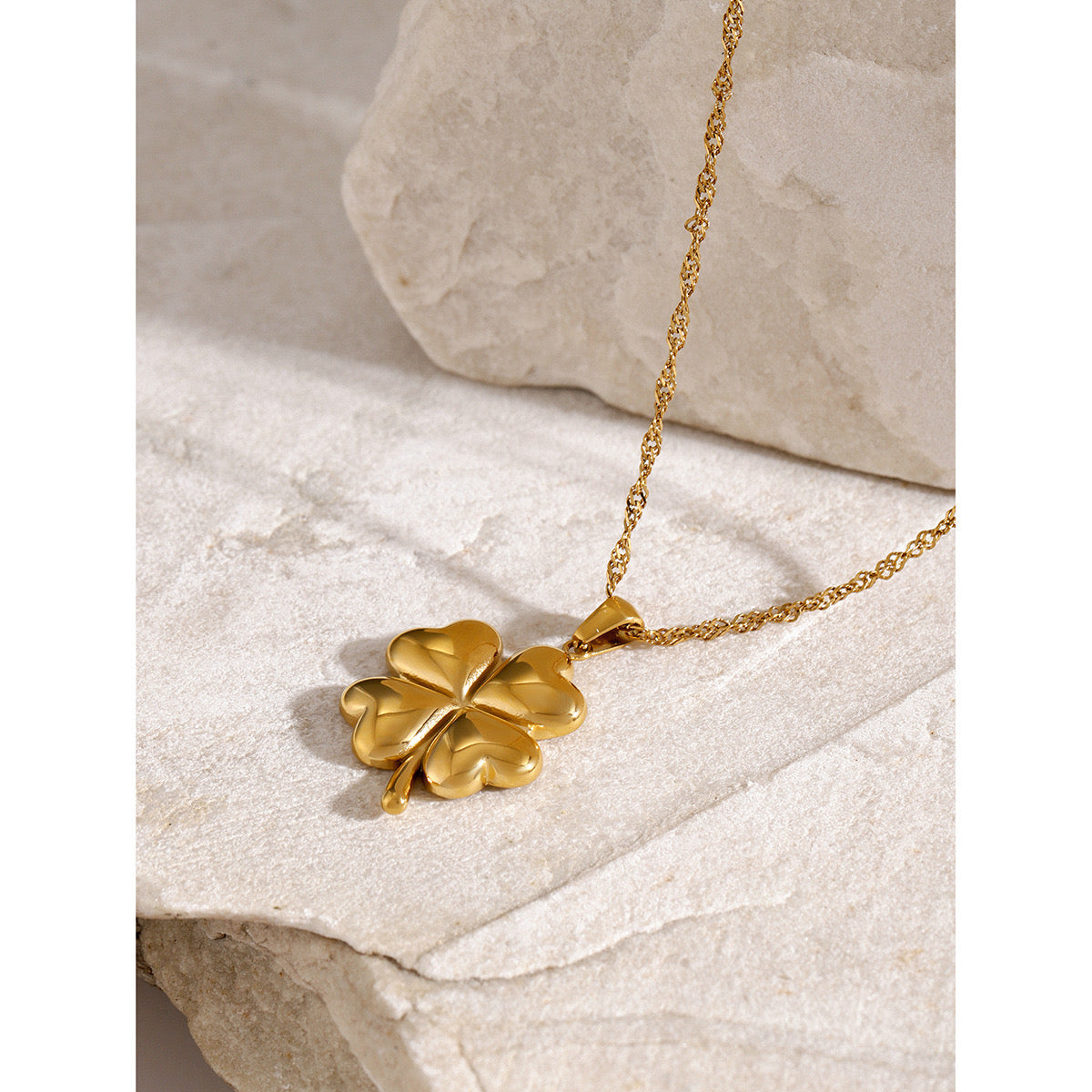 18K Gold Four Leaf Clover Necklace