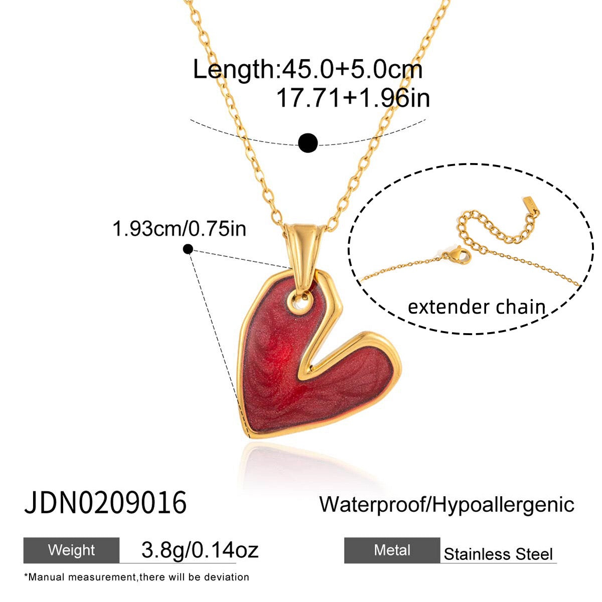 18K Gold Heart Stopper Red Pendant Necklace