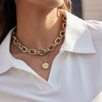 18K Gold Cosmic Desire Sun and Moon Double Side Coin Pendant Necklace