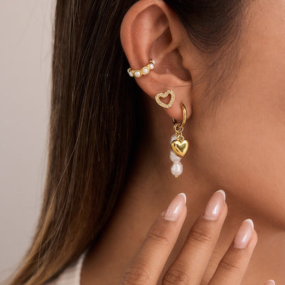 18K Gold Mini Icons Pave Heart Butterfly Cartilage Earrings Ear Studs