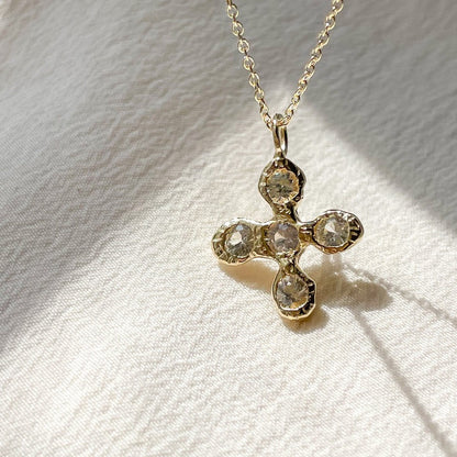 18K Gold Bling Cross Pendant Necklace