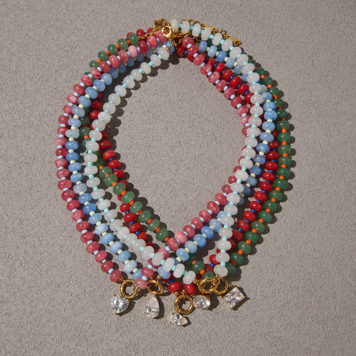 18K Gold Color Therapy Beaded Pendant Necklace