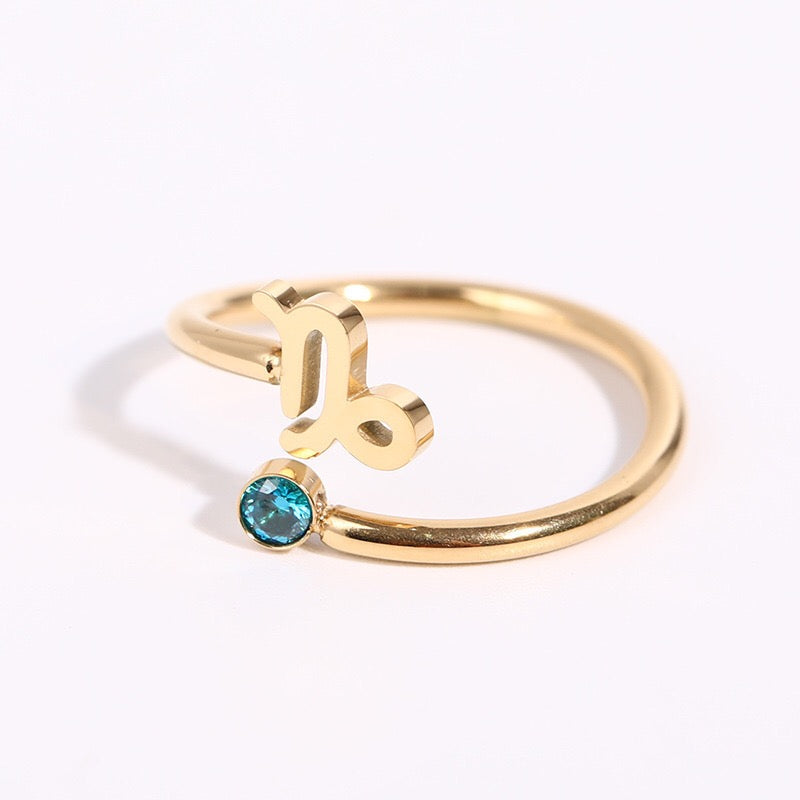 18K Gold Zodiac Birthstone Ring