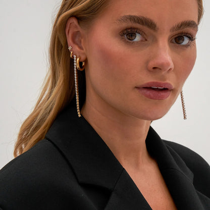 18K Gold Bling Tennis Drop Dangle Earrings