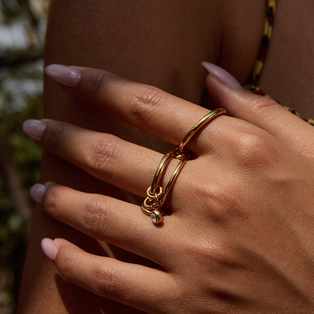 18K Gold and Silver Two Tone Bejeweled Multi Layers Spinelli Trinity Stacking Rings