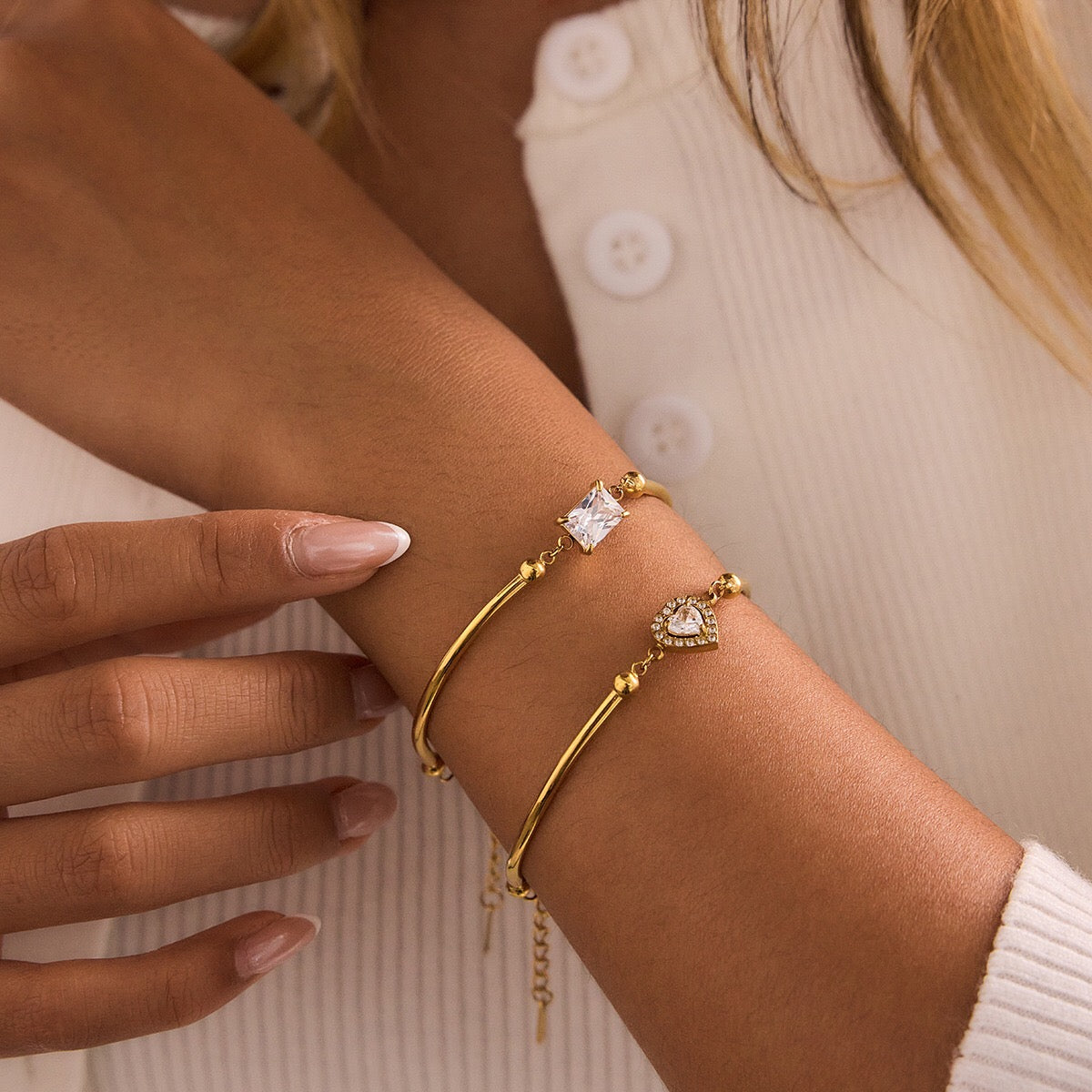 18K Gold Love Me Loud Heart Statement Chain Bracelet