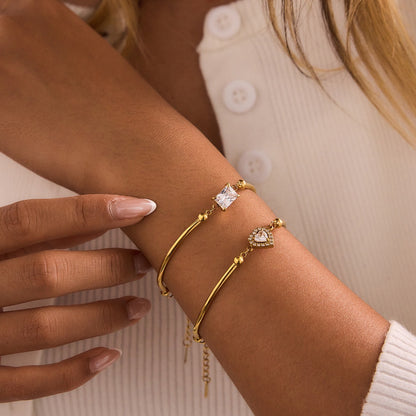 18K Gold Love Me Loud Heart Statement Chain Bracelet