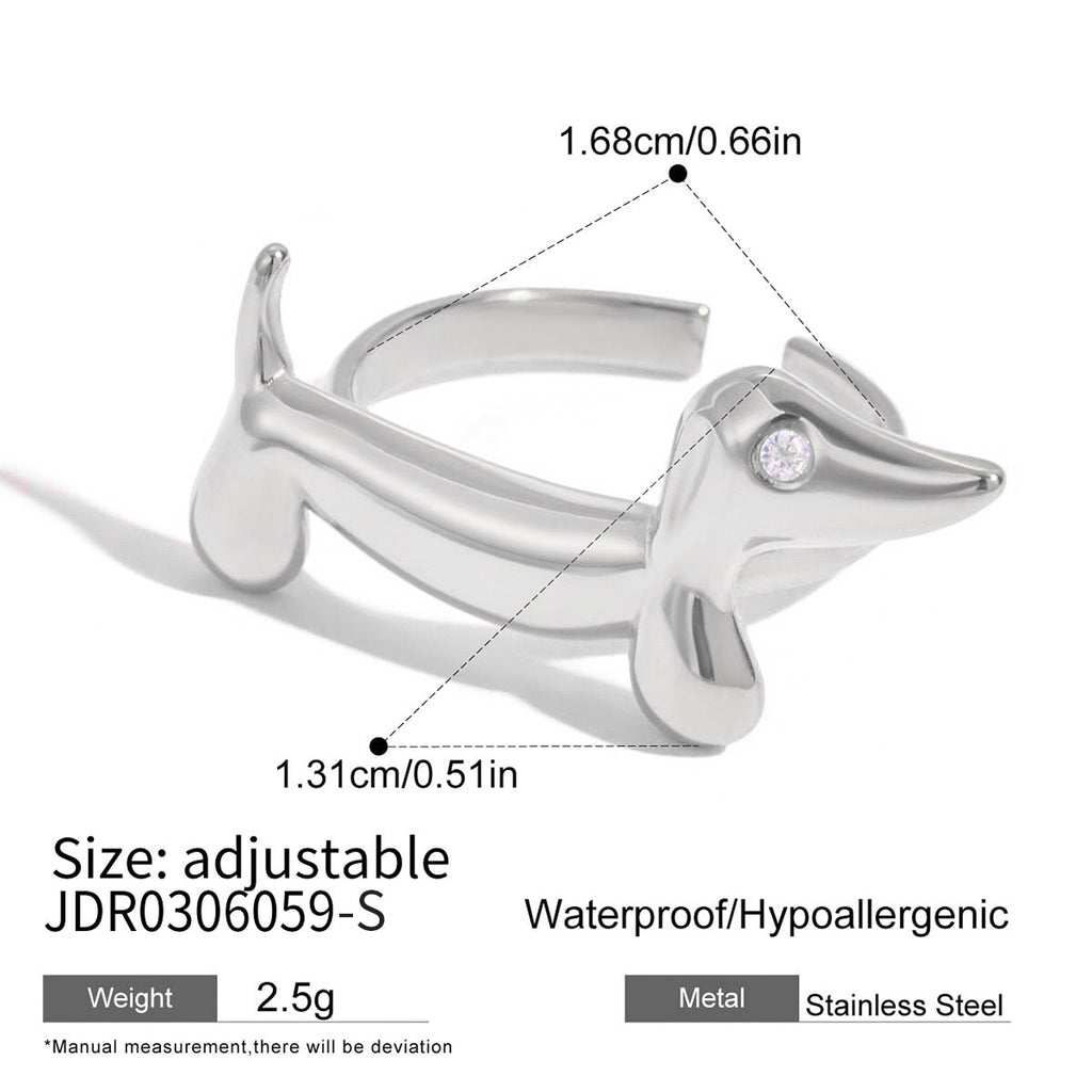 18K Gold Pet Lovers Cat and Dog Stacking Ring