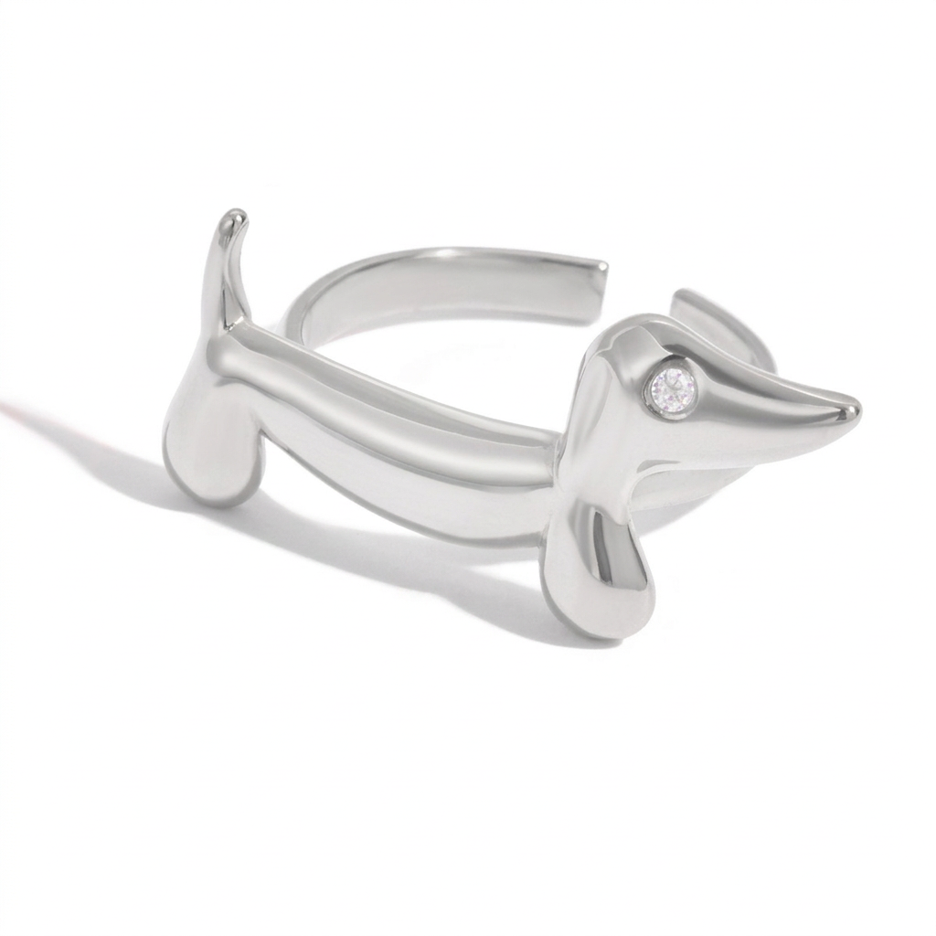 18K Gold Pet Lovers Cat and Dog Stacking Ring