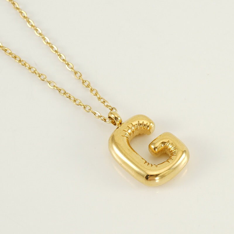 18K Gold Balloon Initial Pendant Necklace