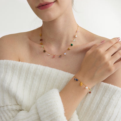 18K Gold Sunkissed Memory Color Beads Chain Bracelet