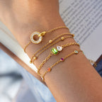 18K Gold Sweet Spark Dainty Chain Color Gem Bracelet Stack