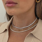 18K Gold Extra Bling CZ Tennis Chain Adjustable Choker Necklace