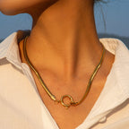 18K Gold Herringbone Snake Chain Charm Necklace Base