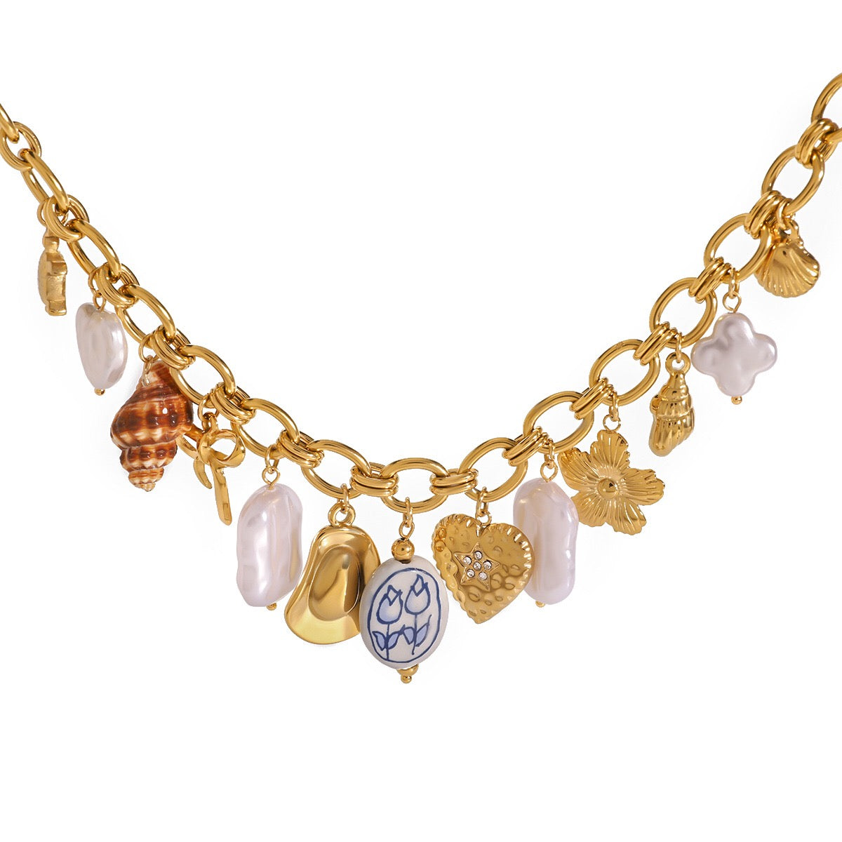 18K Gold Summer Pearl Cowboy Hat Charm Necklace