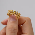 18K Gold Olive Branch Nature Band Ring