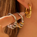18K Gold Linked Rings Small Hoop Huggie Earrings