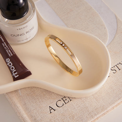 18K Gold Legacy Tennis Paper Clip Chain Emerald Eternity Bangle Bracelet Stack