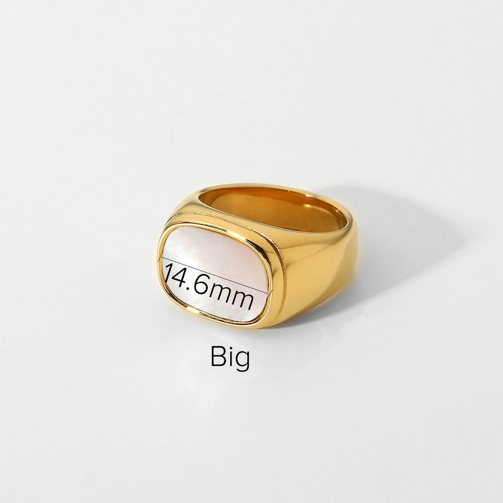 18K Gold Mother of Pearl Signet Ring