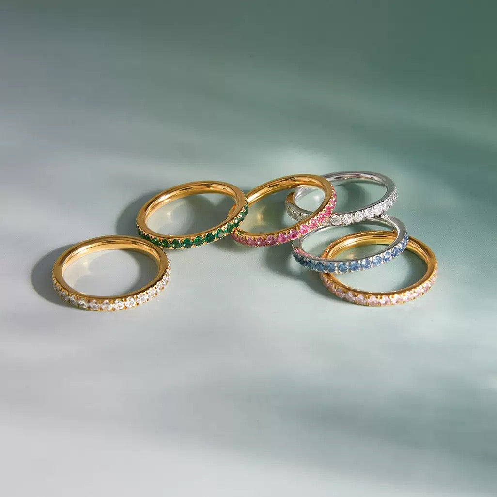 18K Gold and Silver Gem Palette Eternity Ring