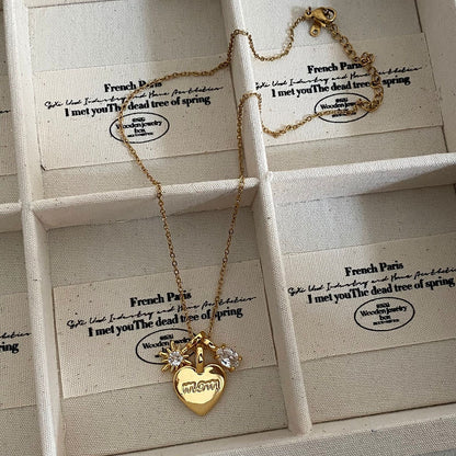 18K Gold Mom Heart Charm Necklace