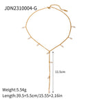 18K Gold Pearl Chain Lariat Necklace