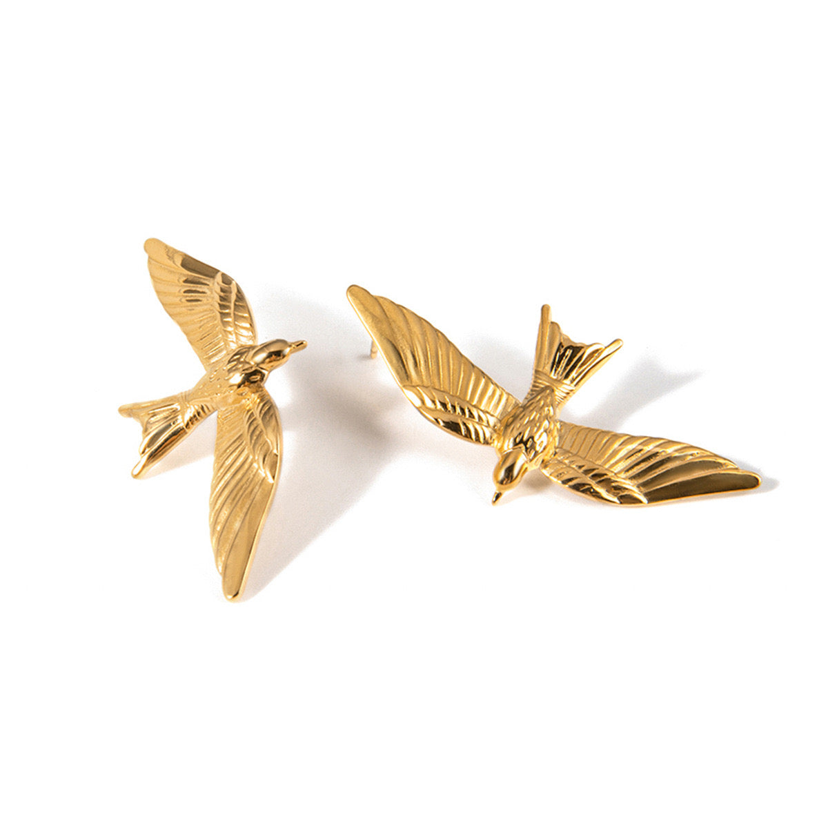 18K Gold Lady Bird Statement Stud Earrings