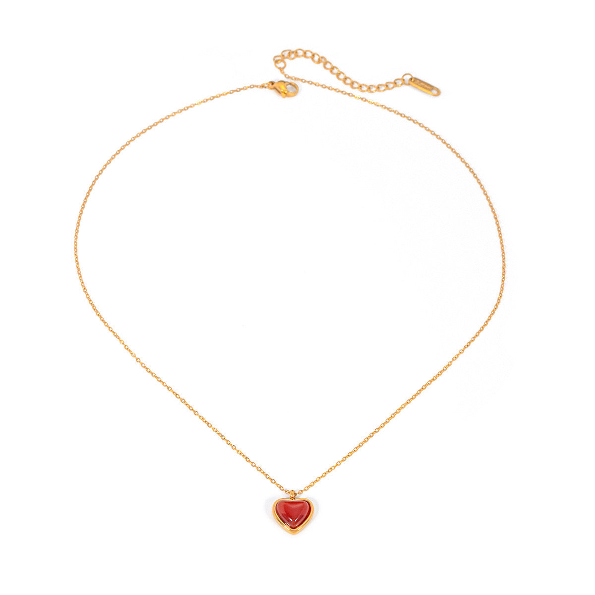 18K Gold Red Heart Necklace