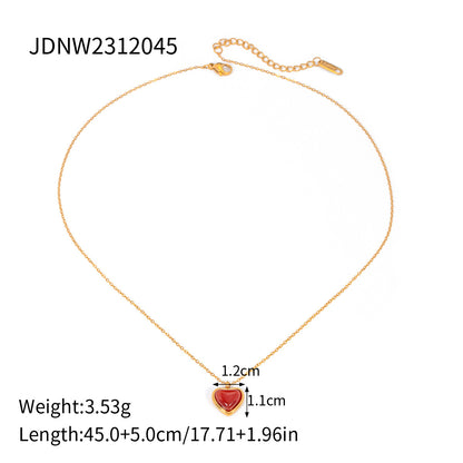 18K Gold Red Heart Necklace