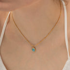 18K Gold Ocean Eye Opal Pendant Necklace