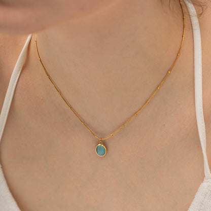 18K Gold Ocean Eye Opal Pendant Necklace