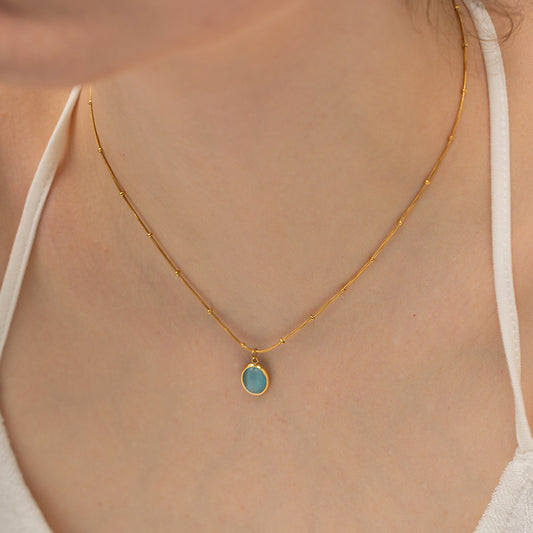 18K Gold Ocean Eye Opal Pendant Necklace