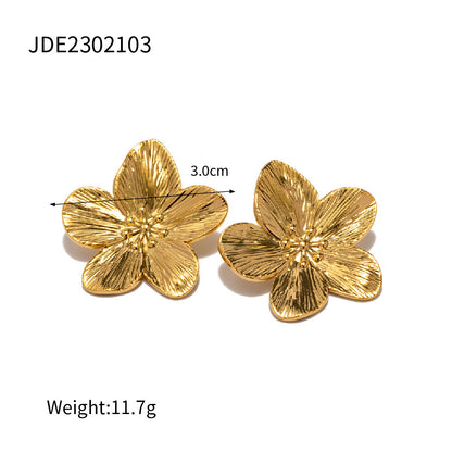 18K Gold Cherry Blossom Statement Stud Earrings