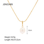 18K Gold Classic Dainty Pearl Pendant Necklace
