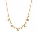 18K Gold CZ Sprinkle Beaded Chain Dainty Necklace