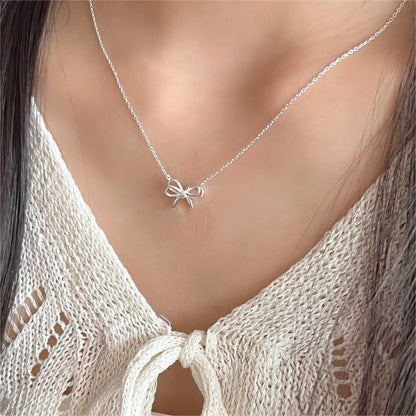 18K Gold Coquette Bow Dainty Necklace